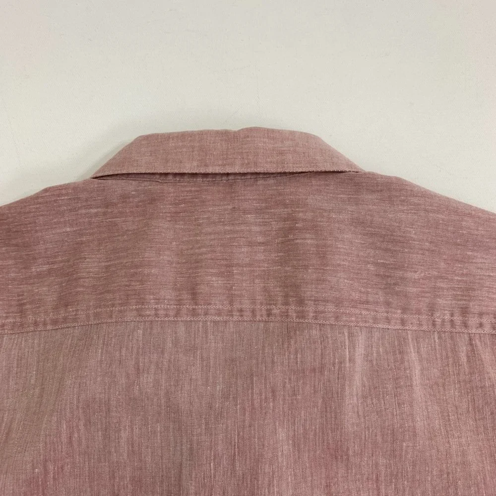 Theory Mens Large Heather Red Button Down Shirt Long Sleeve 2 Front Pockets - Picture 8 of 12